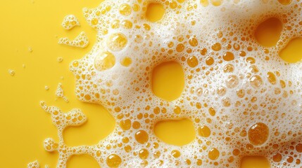 Vibrant Soap Bubbles on Bright Yellow Surface
