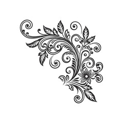 Floral Corner Ornament Vector Design Template Illustration