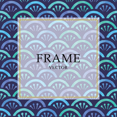 和風でモダンなシームレスパターンの背景とフレームのイラスト（ベクター）