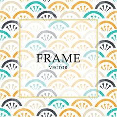 和風でモダンなシームレスパターンの背景とフレームのイラスト（ベクター）