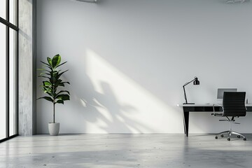 Flawless Picture of Office Room Workspace Wall Company Logo Mockup