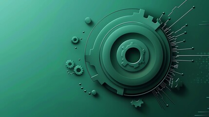 An abstract background of gears and cogs on a green background.