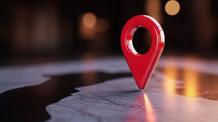 Red Location Pointer on a Dark Surface