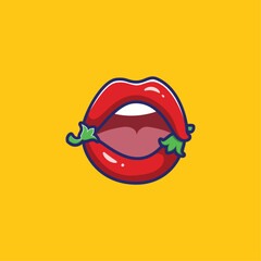 Sexy Zesty Hot Spicy Red Chili Lips Cartoon Vector 