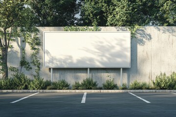 High Resolution of Blank White Billboard in the Parking Lot