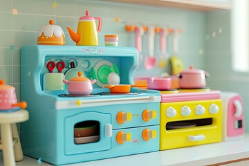 High Resolution Visual of Colorful Kitchen Toys for a Sweet Childhood