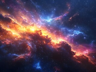 Surreal Cosmic Fireworks Lighting Up the Night Sky with Glowing Galaxies and Planets