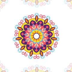 Mandala Art Design. Mandala Art vector. floral mandala design in vibrant yellow and multiple colors, isolated on white background. colorful mandala