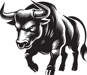 Haunted bull black and white vector
