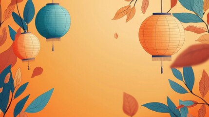 Celebration of colors lantern festival vibrant design digital art autumn vibes artistic perspective cultural harmony