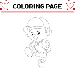 little boy with colorful cap coloring page for kids