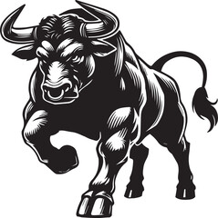Haunted bull black and white vector