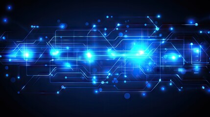 Obraz premium Abstract technology background featuring a glowing blue circuit board in sharp detail