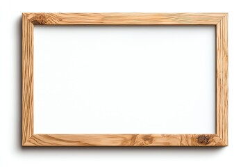 Obraz premium Wooden frame with a blank white background, ideal for showcasing artwork or photographs. Perfect for home decor or gallery displays, showcasing a rustic and natural aesthetic.