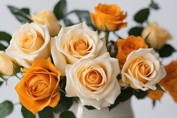 Naklejka premium Elegant Bouquet of Orange Roses, Perfect for Any Occasion. Generative AI