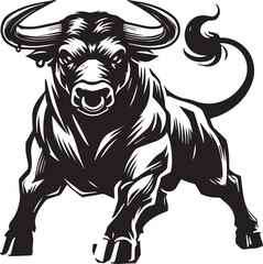 Haunted bull black and white vector