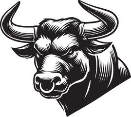 Haunted bull black and white vector