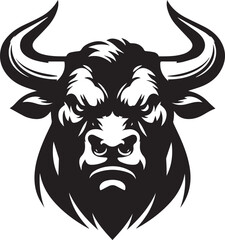 Obraz premium Haunted bull black and white vector