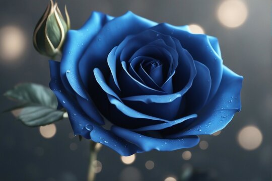 Beautiful Shiny Blue Rose, Glimmering with Intricate Details and Iridescent Beauty | Generative AI