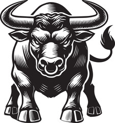 Haunted bull black and white vector