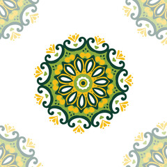 mandala design set vector set colorful mandala design Yellow and Green detailed Mandala white background