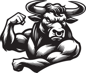Haunted bull black and white vector