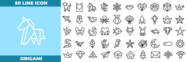 Origami Line Editable Icons set