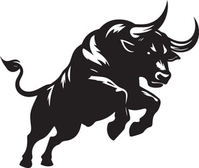 Fototapeta premium Haunted bull black and white vector