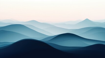 Gentle Gradient Tones Over Mountain Peaks at Sunrise
