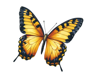 Obraz premium vibrant butterfly with orange and black wings, showcasing intricate patterns and details, isolated on transparency background