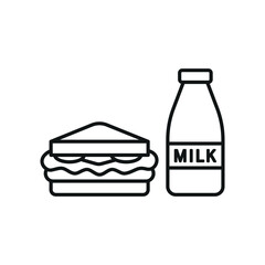 Milk and sandwich set food icon vector basic design