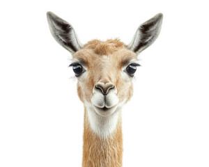 Obraz premium realistic illustration of smiling giraffe with large eyes and detailed fur, showcasing its unique features and friendly expression