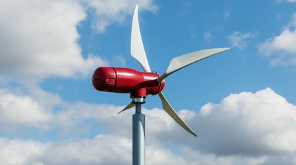 A wind turbine generating electric power on a windy day in the countryside."
