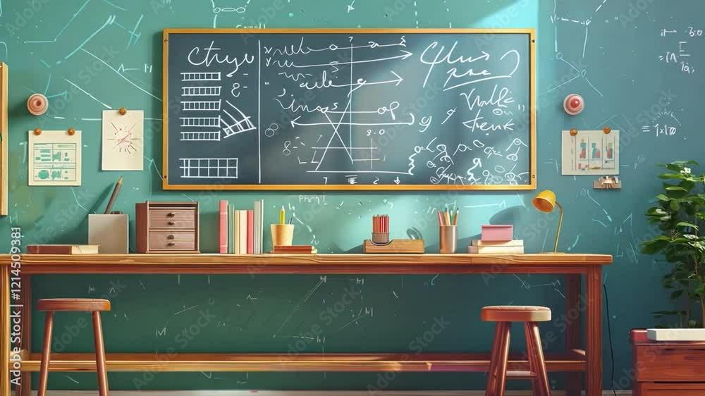 Aufkleber This Students can learn from diverse resources and equations displayed on the chalkboard.