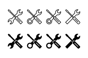 Repair icon vector isolated on white background. Wrench and screwdriver icon. settings vector icon. Maintenance. tools
