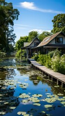 Naklejka premium einsamer Steg am See HD 8K wallpaper Stock Photographic Image