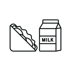Milk and sandwich set food icon vector basic design