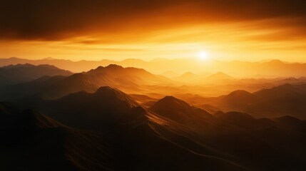Fototapeta premium Golden Hour Sunrise Over Majestic Mountains 