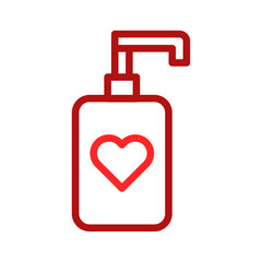 Red heart liquid soap bottle icon art