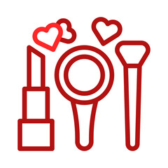 Makeup tools red icon design minimal