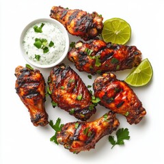 Spicy jerk chicken wings grilled