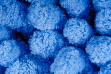 Macro Close-Up of Long-Pile Blue Fabric with Large Fibers