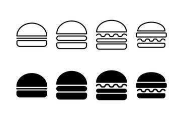 Hamburger icon vector isolated on white background. Burger and hamburger icon. Fast food vector icon
