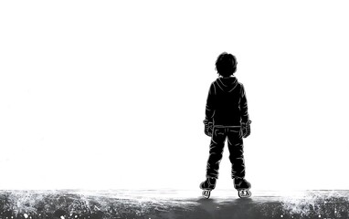 Fototapeta premium Child silhouette looking at distant horizon