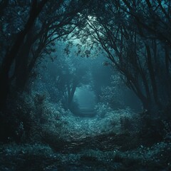 A quiet, misty forest under the moonlight, exuding mystery. Ideal for nature themes, storytelling, and atmospheric designs.