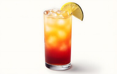 Layered cocktail with ice and lime, Studio shot