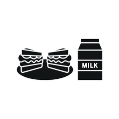 Milk and sandwich set food icon vector basic design