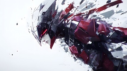 Abstract Mech Warrior  Red   Black Futuristic Robot