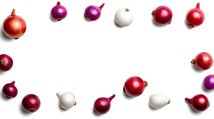 Obraz premium Assorted Onions on Transparent Background