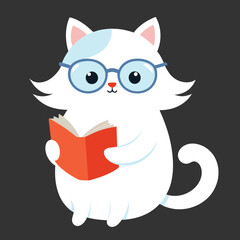 Smart Cat Holding a Book Illustration
